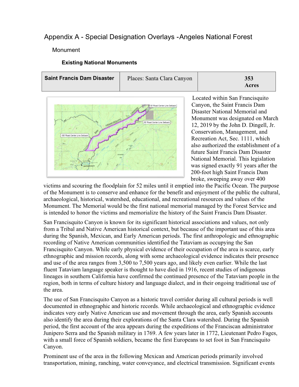 Appendix a - Special Designation Overlays - Angeles National Forest