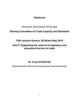 Statement Economic Commission for Europe Steering Committee On