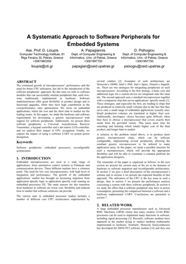 A Systematic Approach to Software Peripherals for Embedded Systems Ass