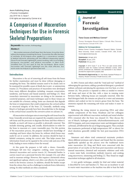 A Comparison of Maceration Techniques for Use in Forensic Skeletal Preparations