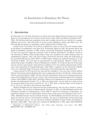 An Introduction to Elementary Set Theory