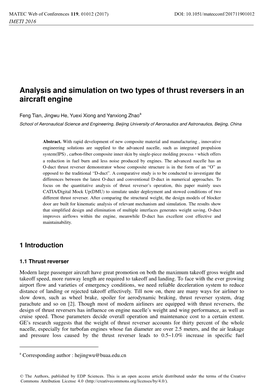 Analysis and Simulation on Two Types of Thrust Reversers in an Aircraft Engine