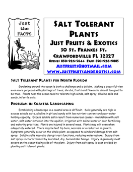 Salt Tolerant Plants for North Florida