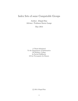 Index Sets of Some Computable Groups