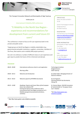 E-Mobility in the North Sea Region - DK-2630 Taastrup