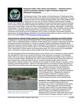 Nooksack Indian Tribe: Rivers and Glaciers — Keeping Salmon and the Ecosystem Healthy in Light of Climate Change and Distressed Ecosystems