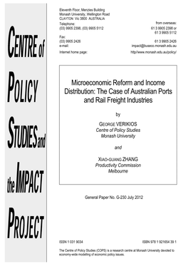 Microeconomic Reform and Income Distribution: the Case of Australian Ports and Rail Freight Industries