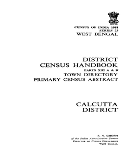 Town Directory Primary Census Abstract, Calcutta, Part XIII a & B