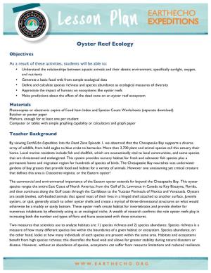Oyster Reef Ecology