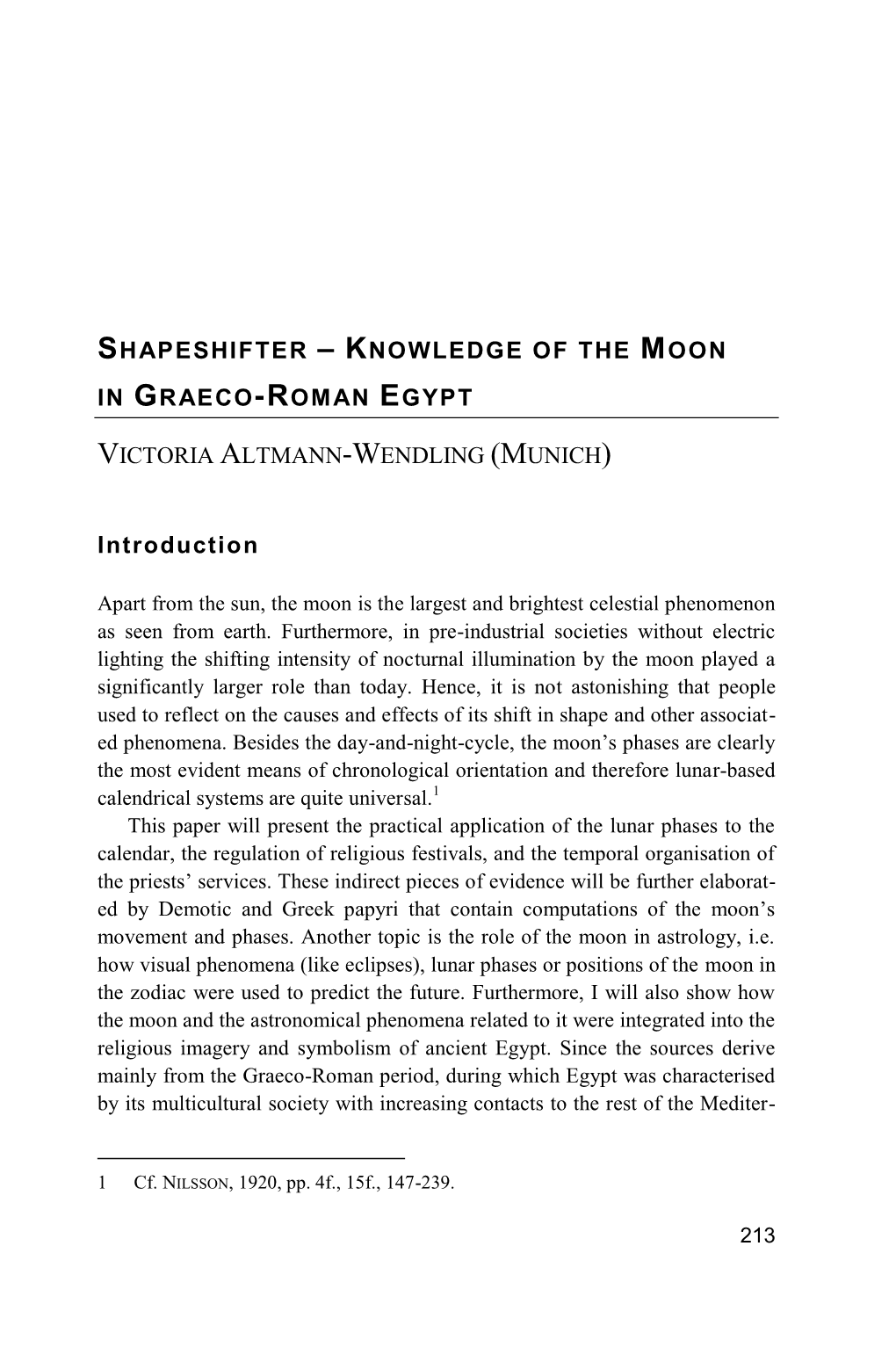 Shapeshifter – Knowledge of the Moon in Graeco-Roman Egypt