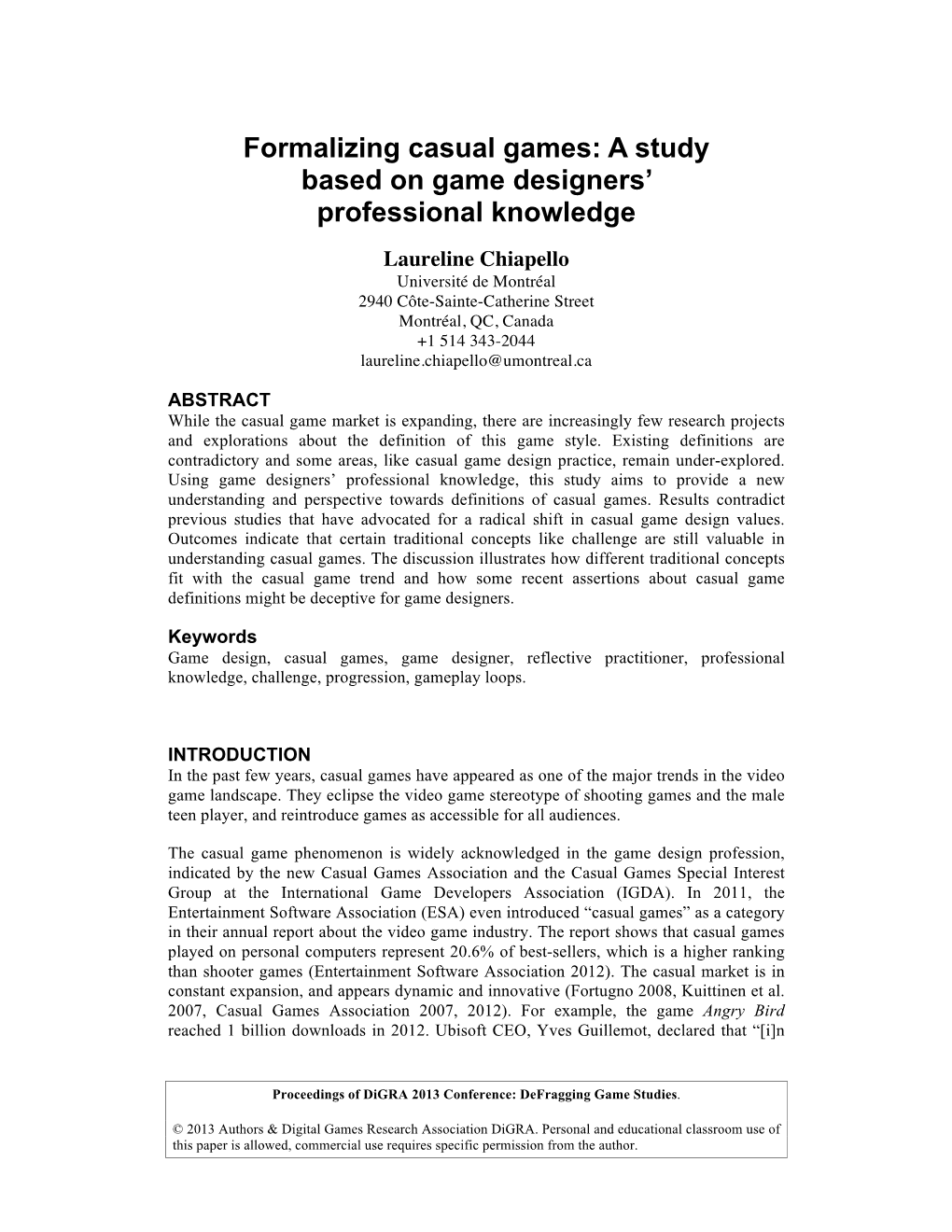 Formalizing Casual Games: a Study Based on Game Designers’ Professional Knowledge