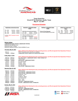 2021 IMSA Provisional Schedule and SR LST Cota 051221 V1