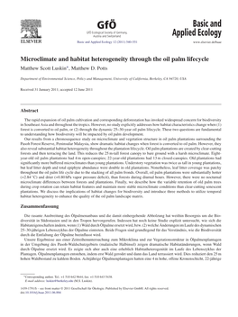 Microclimate and Habitat Heterogeneity Through the Oil Palm Lifecycle Matthew Scott Luskin∗, Matthew D
