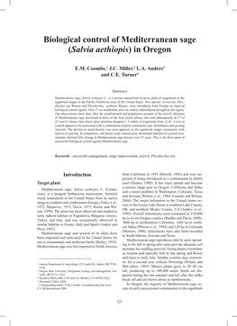 Biological Control of Mediterranean Sage (Salvia Aethiopis) in Oregon