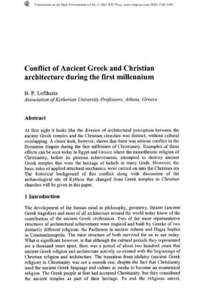 Conflict of Ancient Greek and Christian Architecture During the First Millennium