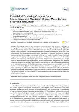 Potential of Producing Compost from Source-Separated Municipal Organic Waste (A Case Study in Shiraz, Iran)