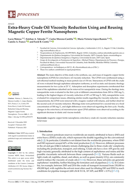 Extra-Heavy Crude Oil Viscosity Reduction Using and Reusing Magnetic Copper Ferrite Nanospheres
