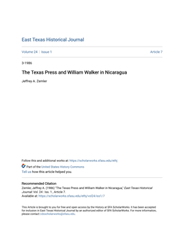The Texas Press and William Walker in Nicaragua