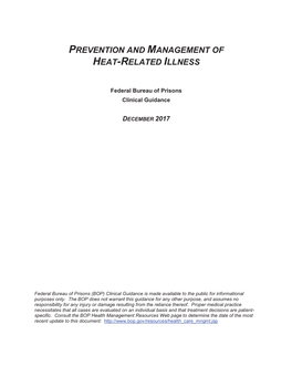 Prevention and Management of Heat-Related Illness