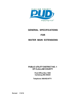 General Specifications for Water Main Extensions