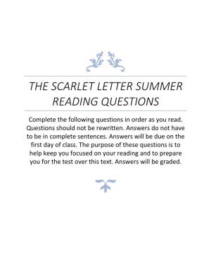 The Scarlet Letter Summer Reading Questions