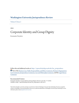 Corporate Identity and Group Dignity Konstantin Tretyakov