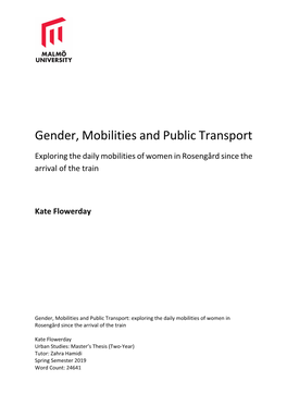 Gender, Mobilities and Public Transport