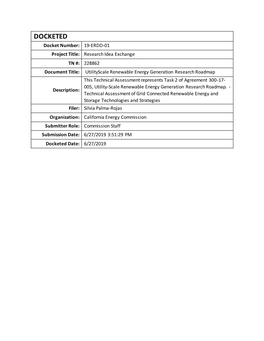 Utilityscale Renewable Energy Generation Research