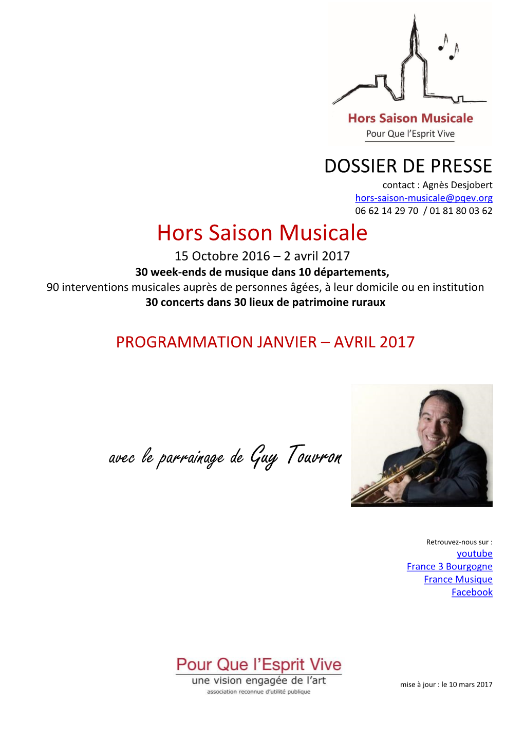 Hors Saison Musicale Avec Le Parrainage De Guy Touvron