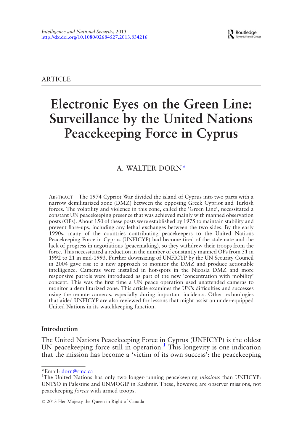 Surveillance by the United Nations Peacekeeping Force in Cyprus