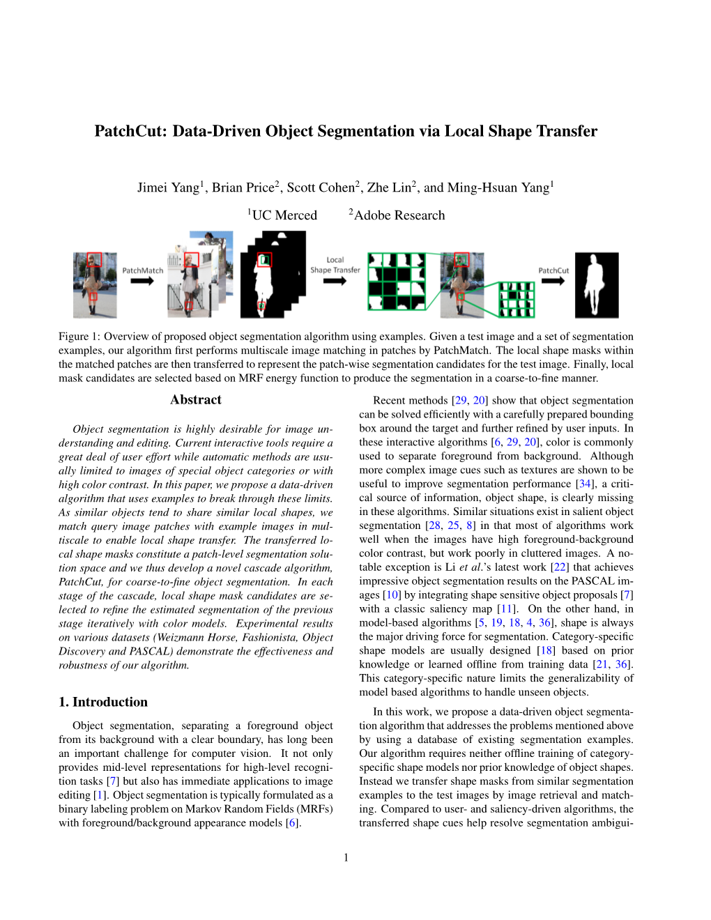 Data-Driven Object Segmentation Via Local Shape Transfer