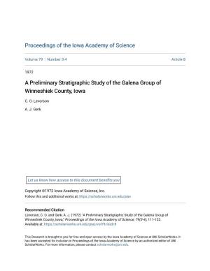 A Preliminary Stratigraphic Study of the Galena Group of Winneshiek County, Iowa