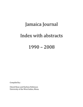 Jamaica Journal Index with Abstracts 1990 – 2008