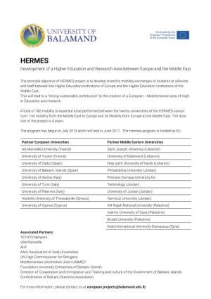 HERMES Development of a Higher Education and Research Area Between Europe and the Middle East