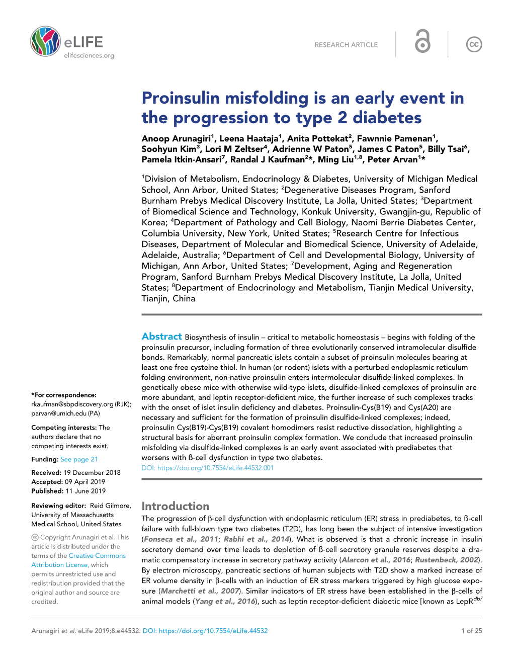 Proinsulin Misfolding Is an Early Event in the Progression to Type 2 Diabetes