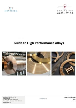 Guide to High Performance Alloys