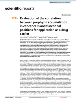 Evaluation of the Correlation Between Porphyrin Accumulation in Cancer Cells and Functional Positions for Application As a Drug