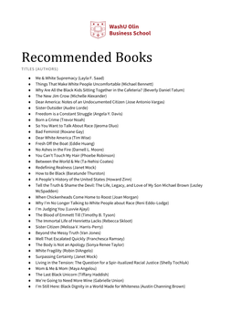 Recommended Books TITLES (AUTHORS)