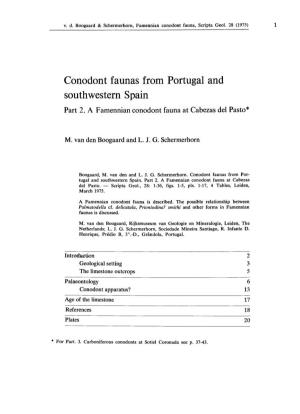 Conodont Faunas from Portugal and Southwestern Spain