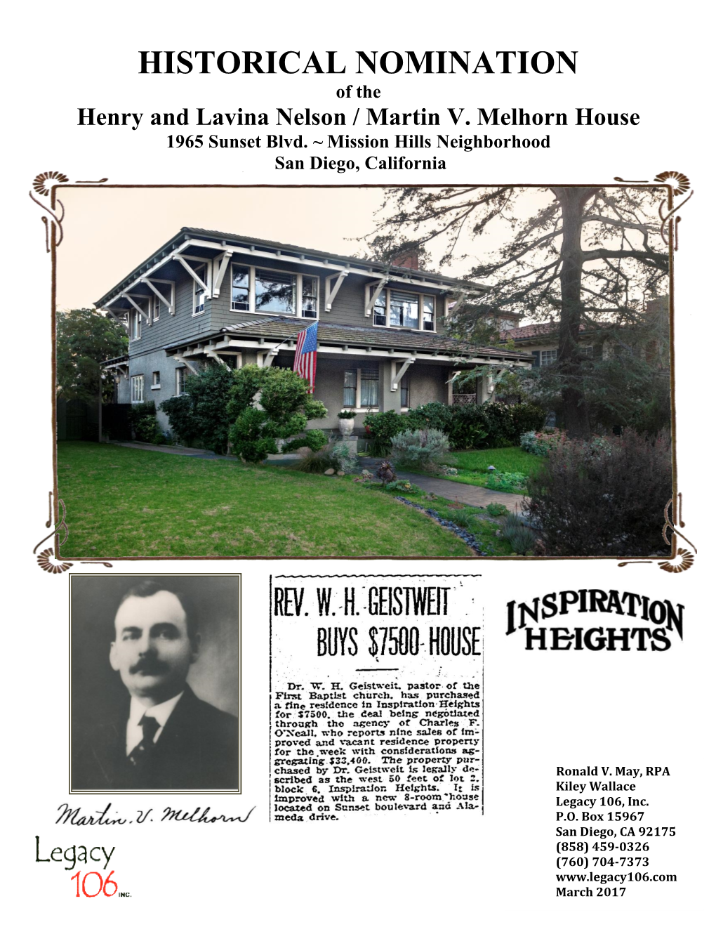 Henry and Lavina Nelson / Martin V. Melhorn House 1965 Sunset Blvd