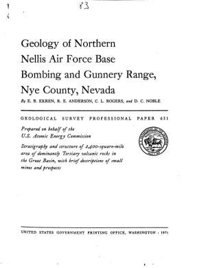 Geology of Northern Nellis Airforce Base Bombing & Gunnery Range, Nye County, Nevada