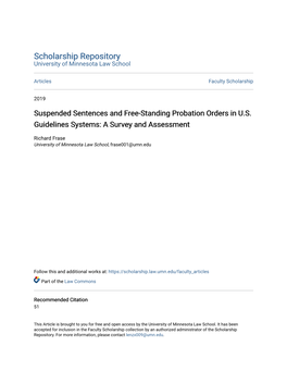 Suspended Sentences and Free-Standing Probation Orders in U.S. Guidelines Systems: a Survey and Assessment