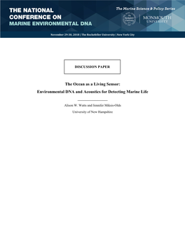 The Ocean As a Living Sensor: Environmental DNA and Acoustics for Detecting Marine Life ______Alison W