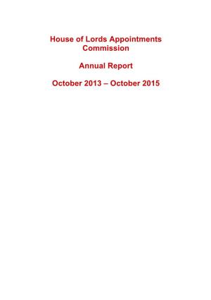 House of Lords Appointments Commission Annual Report