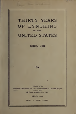 Thirty Years of Lynching in the United States, 1889-1918