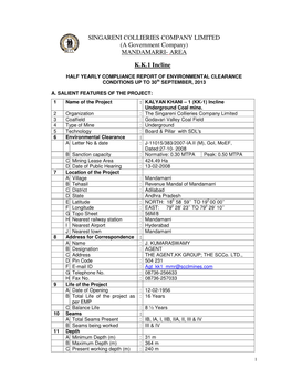 (A Government Company) MANDAMARRI- AREA KK1 Incline
