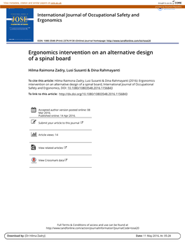 Ergonomics Intervention on an Alternative Design of a Spinal Board