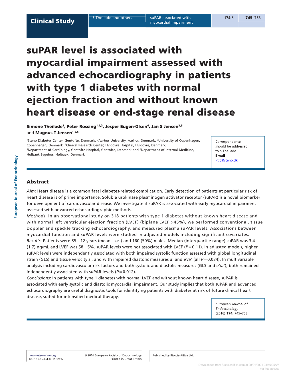 Supar Level Is Associated with Myocardial Impairment Assessed