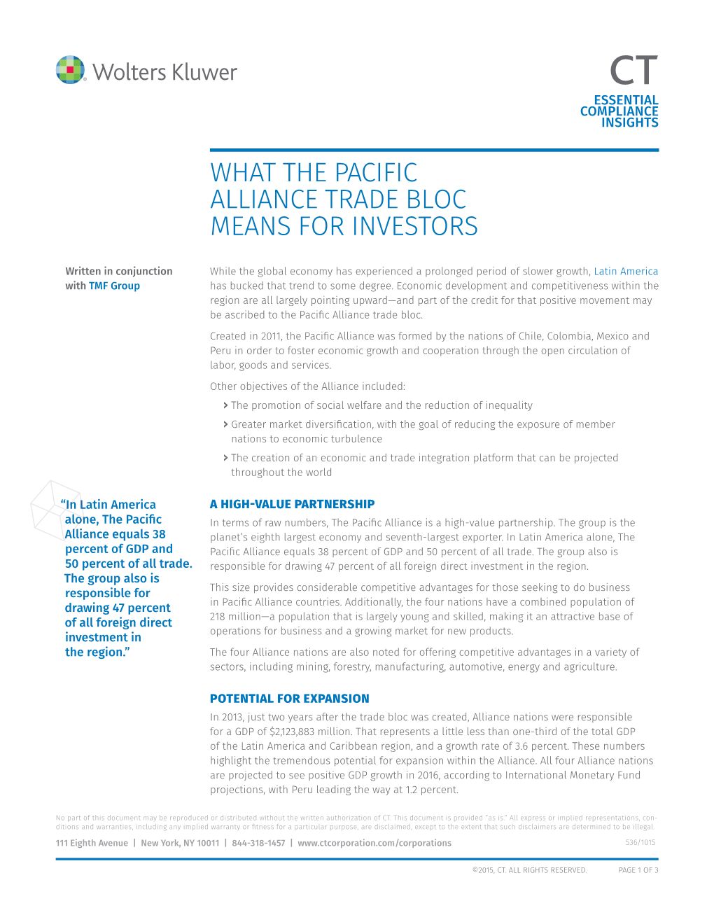 What the Pacific Alliance Trade Bloc Means for Investors