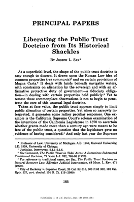 PAPERS Liberating the Public Trust Doctrine from Its